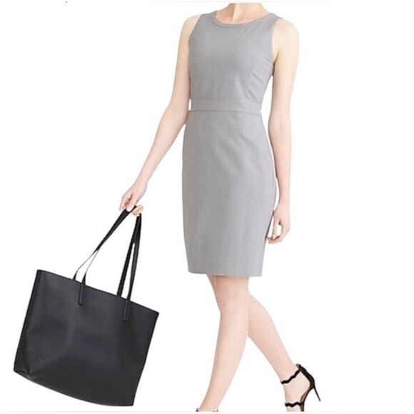 J crew NWT light gray lightweight sleeveless business professional sheath dress - Picture 1 of 12